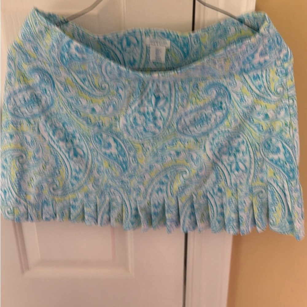 Sigrid Olsen Blue and Green Paisley Mini Skirt